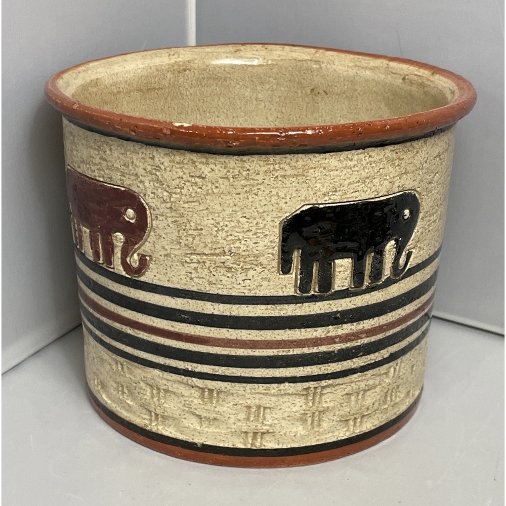 Aldo Londi Bitossi Rosenthal Netter Planter Pot With Elephants MCM‎ Italy FLAW